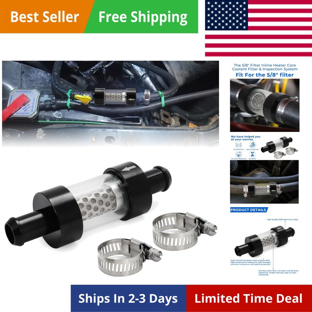 5/8″ Universal Filter Inline Heater Core Coolant Filter and Inspection System…