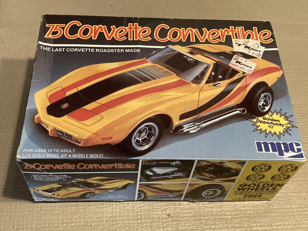 MPC ’75 Corvette Convertible Model – 1/25 Scale Kit# 6360 – Open!!