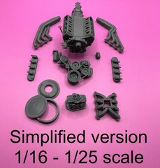 Carbureted LSX/LS1/LS3/6L80 Engine/Automatic Transmission Package- 1/25 Scale