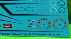 REVELL 1/25 ’56 1956 Chevy Del Ray Waterslide Decal Sheet Disc Brakes Emblems