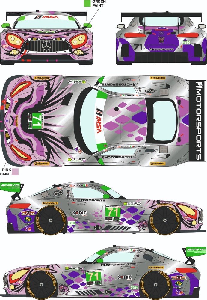Racing Decals 43 1:24 Scale Merc AMG GTD #71 Sebring 12Hour 2018 Decal RDE24-022