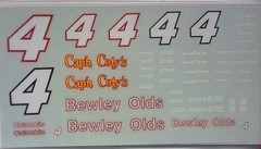 NASCAR DECAL # 4 BEWLEY OLD’S 1986 OLDSMOBILE RICK WILSON JNJ DECALS – 1/24