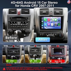 4G+64G Android 15 Car Stereo for Honda CRV 2007-2011 with Wireless