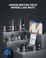 M14X1.5 Lug Nuts Black with Spline Tuner, 2 Inches Length Conical Wheel Nut, Com