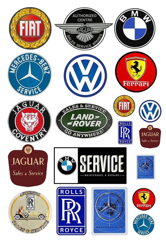 1:87 HO scale model imported car automobile sales service signs