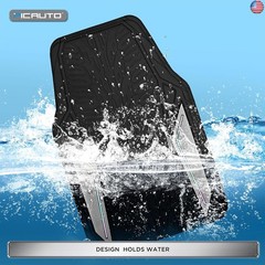 PIC AUTO Rubber Floor Mats, Silver Aluminum Film with Colorful Piping Floor