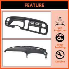 Trucks Black Dashboard Bezel Replacement W/Vents & Grey Dash Cover Dash & Bezel