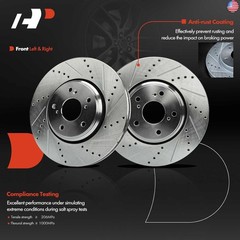 A-Premium 12.28 inch (312mm) Front Drilled and Slotted Disc Brake Rotors +