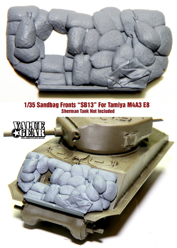 1/35 Sherman Sandbag Front “SB13” (For Tamiya M4A3 E8) – ValueGear Resin Stowage