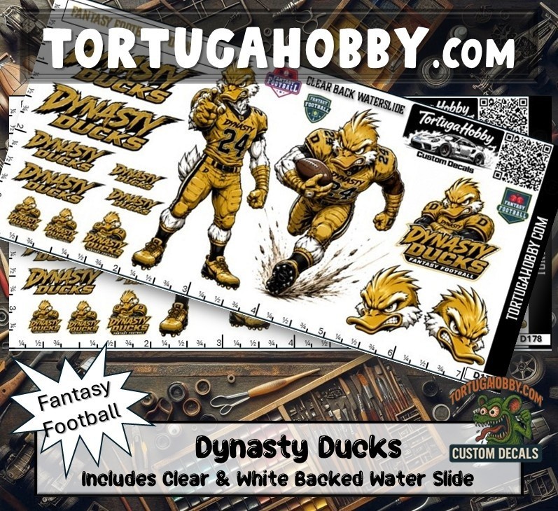 Fantasy Football – Dynasty Ducks – Waterslide Decals for Your favorite Hobby
