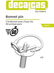 Decalcas Detail-Up Parts 1:12 Scale Bonnet Pin (Type 01) 3D Printed # DCL-PAR073