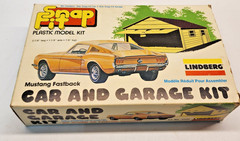 Vintage Linberg Models Car & Garage Kit. with Mustang Fastback. Built Snap Kit