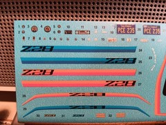 1979 Camaro Z/28 1/24 Waterslide Decal Sheet Blue Orange Stripes Dash Cluster