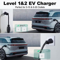 20Ft 110-240 Volt Level 1 2 Electric Vehicle Portable Charger 16Amp 3.5KW Home E