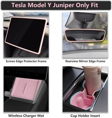 Center Console Wireless Charger Mat 4pc Silicone Tesla Model Y Juniper