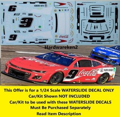 NASCAR DECAL # 9 COCA COLA 2024 CHEVROLET CAMARO CHASE ELLIOTT POWERSLIDE 1/24