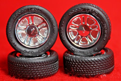 TIRES (4) BEAUTIFUL WIDE TRAC G/YEAR MSC & MUSTANG WHEELS 5-STAR 1/25 SCALE