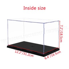 US 12.2″ L Perspex Display Box Acrylic Case Plastic Base Self-Install Dustproof