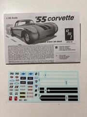 Model Car Parts – AMT 1955 Chevy Corvette Instructions & Decals ONLY 1/25
