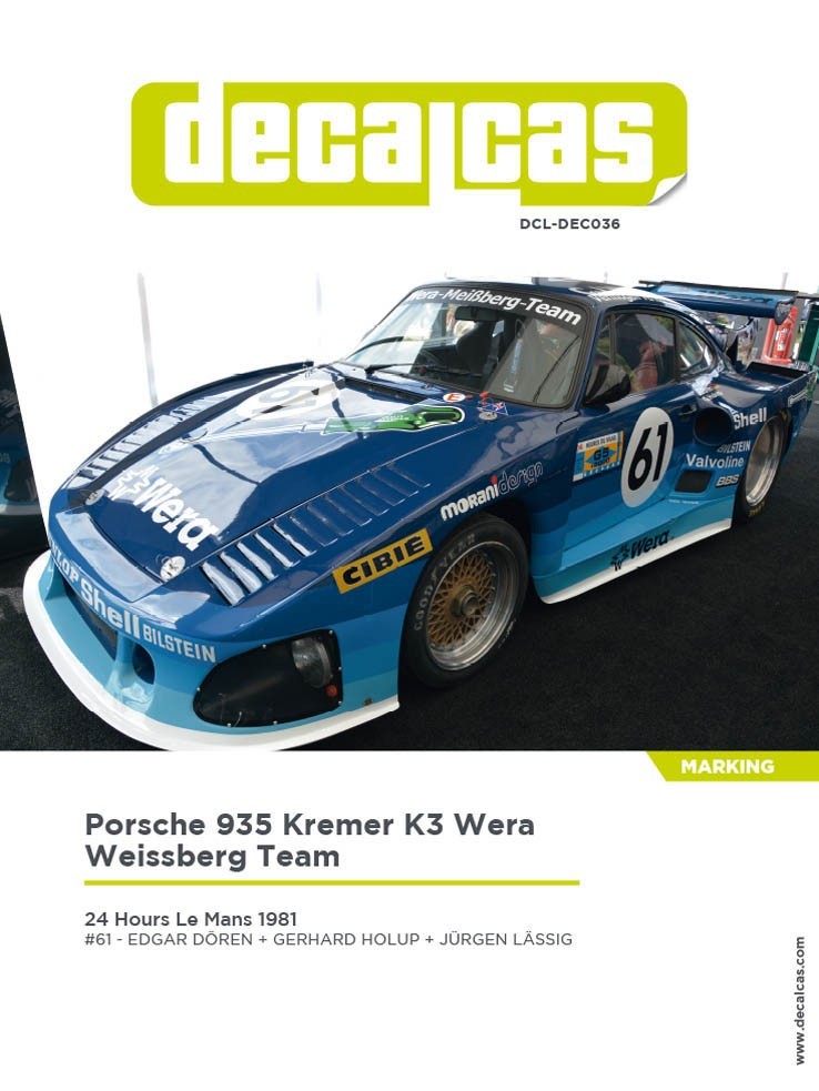 Decalcas 1:24 Scale Decal Porsche Kremer 935 K3 Le Mans 1981 Wera # DCL-DEC0036