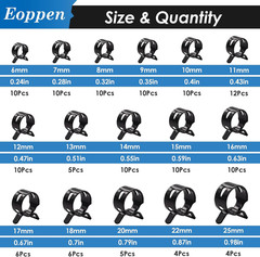132Pcs 6-25Mm Spring Hose Clamps Assortment Kit with Swivel Flat Band Fuel Hose