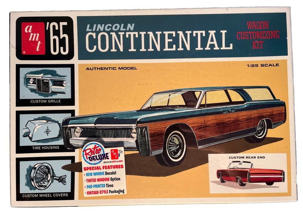 AMT ’65 Lincoln Continental Wagon 1:25 Model Kit Pad-Printed Tires Retro (B239)