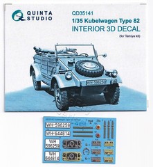QD35141 Quinta Studio 1:35 Kubelwagen Type 82 Interior 3D Decal for Tamiya kits