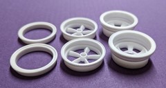 Resin 1/16 Scale American 5 Spoke Front & Halibrand Rear Funny Car Wheel Set