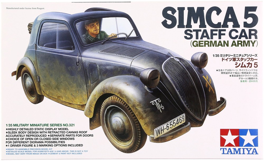 1/35 Military Miniature No.321 German Army Staff Car Simca 5 Plastic Model 35321