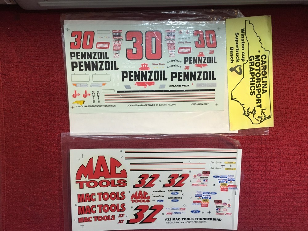 1/24 – 1/25 Vintage 1990’s Nascar Model Decals – #30 or #32 – Sold Individually
