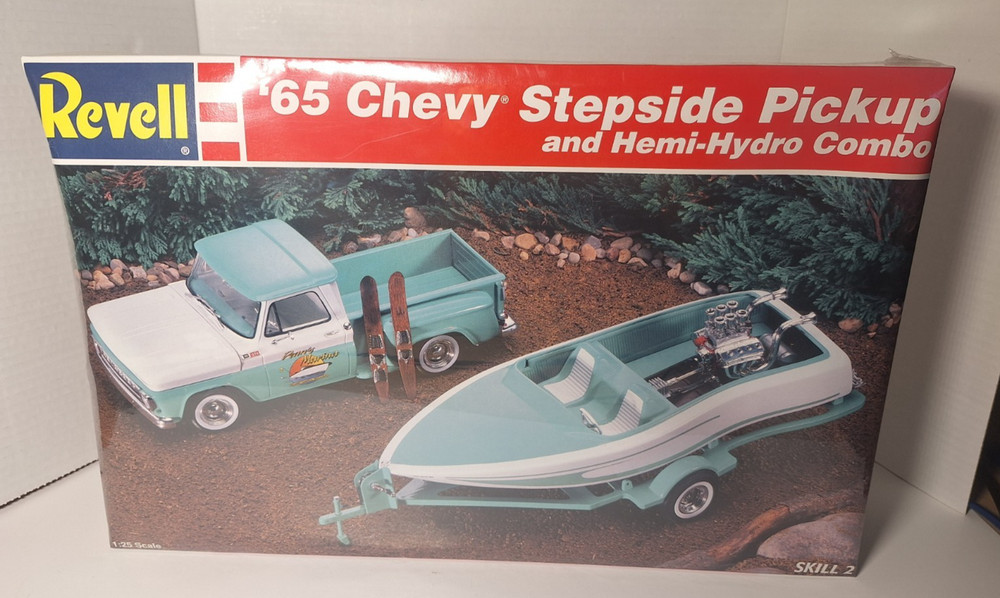 Rare Revell ’65 Chevy Stepside Pickup & Hemi Hydro Combo Model Kit New Sealed