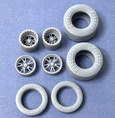 Resin 15/17 Scale inch “Weld Full Throttle” Wheels With Drag Slicks 1/24, 1/25