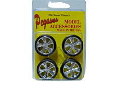 Chrome Pegasus #1258 Chrome Tiburons Wheels 1/25 OR 1/24 for Model Cars