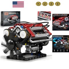V8 Engine Simulation Kit – Engaging 588-Piece Motorized Block Set for Car Lovers