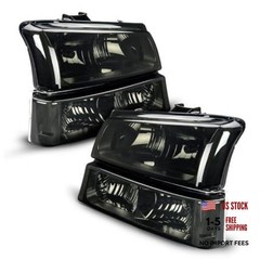 Headlight Assembly Compatible with 2003 Clear-Chrome/ for 03-06 Silverado 1500