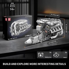 Realistic V8 Engine Building Blocks Set – 2899 PCS STEM Toy for Teens & Adults