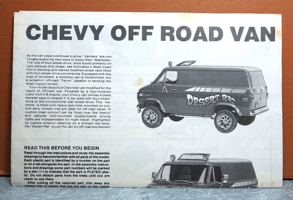 1/24 MONOGRAM CHEVY OFF ROAD VAN # 2224 (INSTRUCTIONS ONLY)