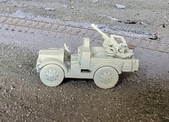 One 1/87 HO scale WW2 Italian AS 37 light truck w/20mm Breda AA gun, desert sand