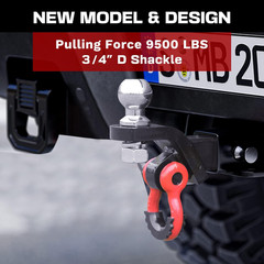 Trailer Hitch Ball Mount with Tow Shackle and 3/4″ Hitch Pin Clip for Heavy Duty