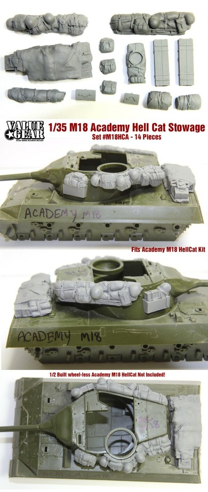 1/35 Scale Academy M18 Hell Cat Stowage Set- Value Gear Details – Resin Stowage