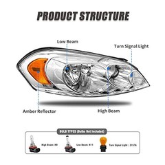 for 2006 2007 2008 2009 2010 2011 A-Chrome Housing Amber Reflector Clear Lens