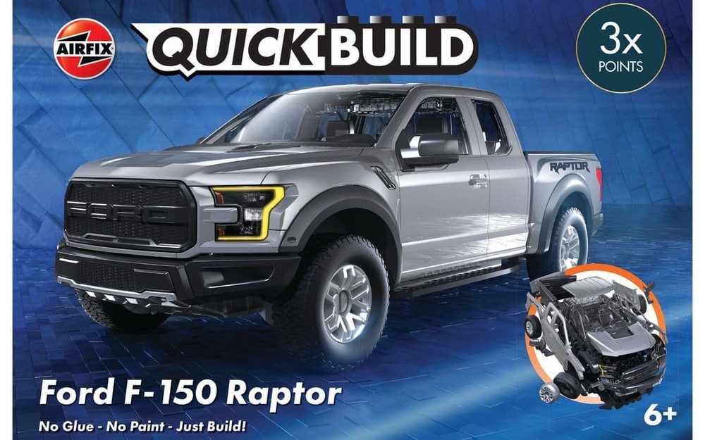 Airfix J6053 Ford F-150 Raptor QUICKBUILD Grey Truck Plastic Model Kit