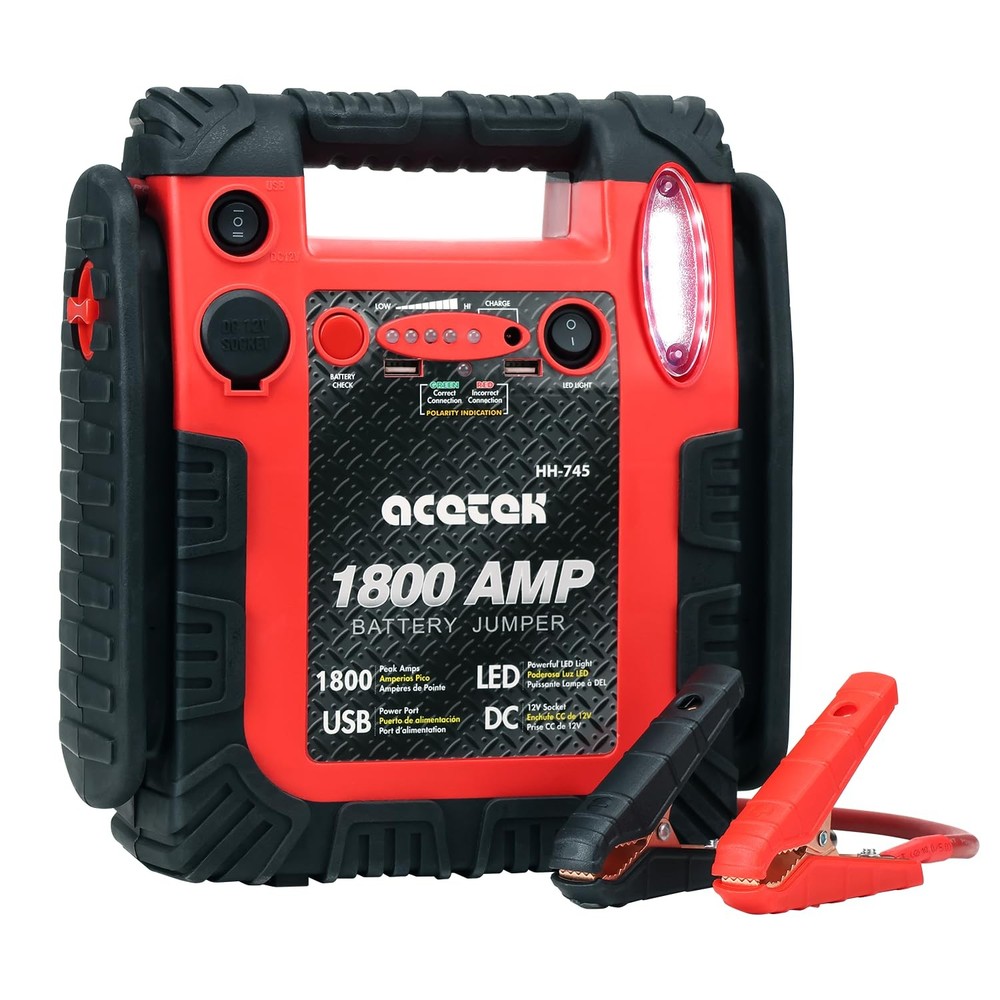 Acetek 1800A Peak Car Jump Starter 20000Mah Battery Booster For Up To 6.5L