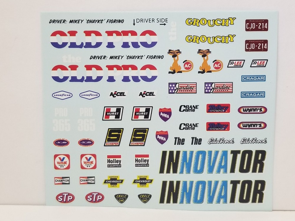 1972 Nova Old Pro DECAL SHEET 1:25 AMT Model Kit DECALS