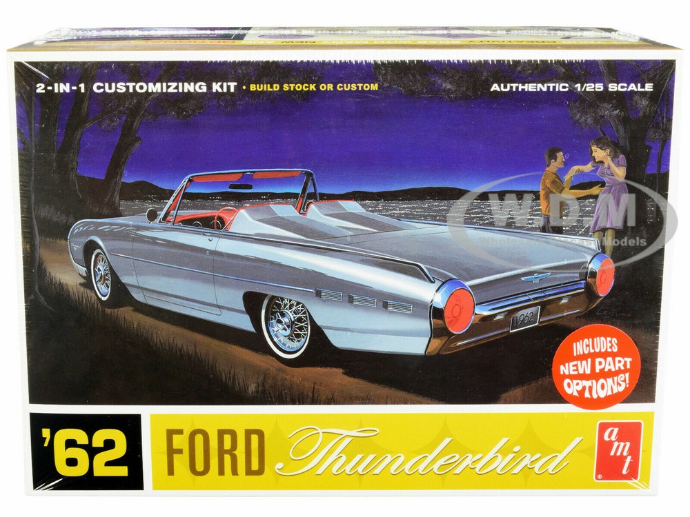 SKILL 2 MODEL KIT 1962 FORD THUNDERBIRD 2-IN-1 KIT 1/25 SCALE BY AMT AMT682