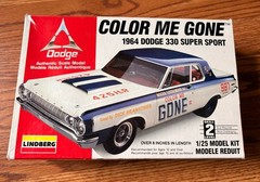 Lindberg Color Me Gone II 1964 Dodge 330 Super Stock 1/25 Model- Missing Windows