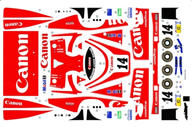 #14 Canon Porsche 956 1/24th – 1/25th Scale Waterslide Decals