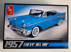 AMT 1957 Chevy Bel Air Model Car Scale 1:25 Blue White New Sealed Parts In Box