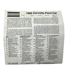 VTG MONOGRAM ’95 Corvette Indy Pace Car Model Kit 1:24 Scale Skill 3 Parts Only