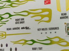 1970 70 Monte Carlo Lowrider 1/25 AMT Decal Sheet Emblems Green White Flames
